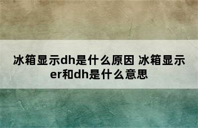 冰箱显示dh是什么原因 冰箱显示er和dh是什么意思